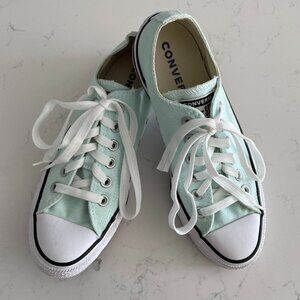 Converse All Star Casual Lo Cut Lace Up Textile Sneakers Mint Blue/Grn Wht 8W/6M